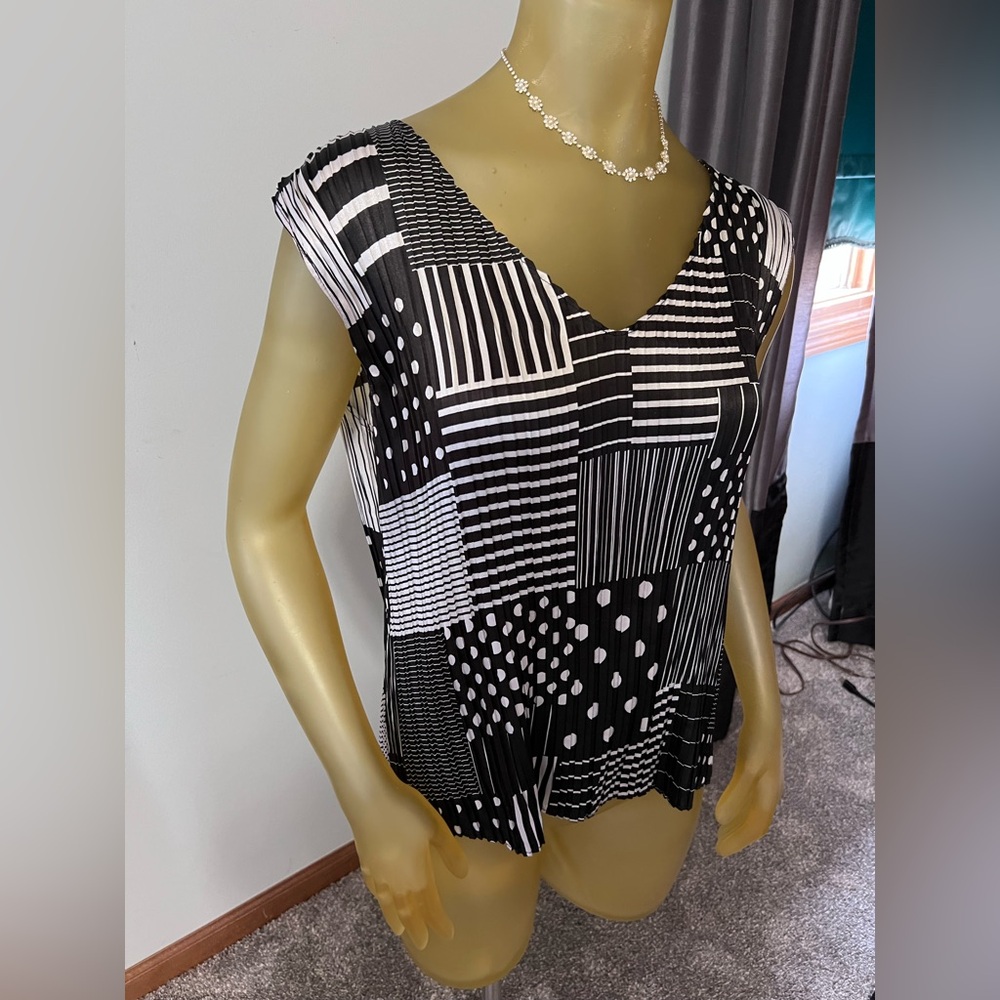 Black and White Striped and Polka Dot Top